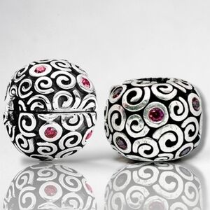 NEW & RARE ❤ Pandora Sterling Silver Fire Element Clip Charm With Red CZ Retired